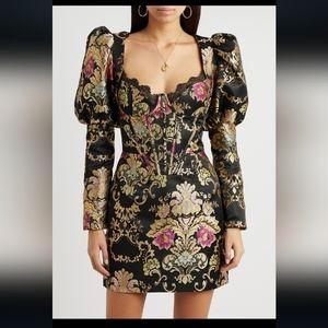 NWT Lavish Alice Corseted Brocade Black Floral Dress